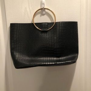 Beauty Boutique Black Tote w/ Gold Ring Handles